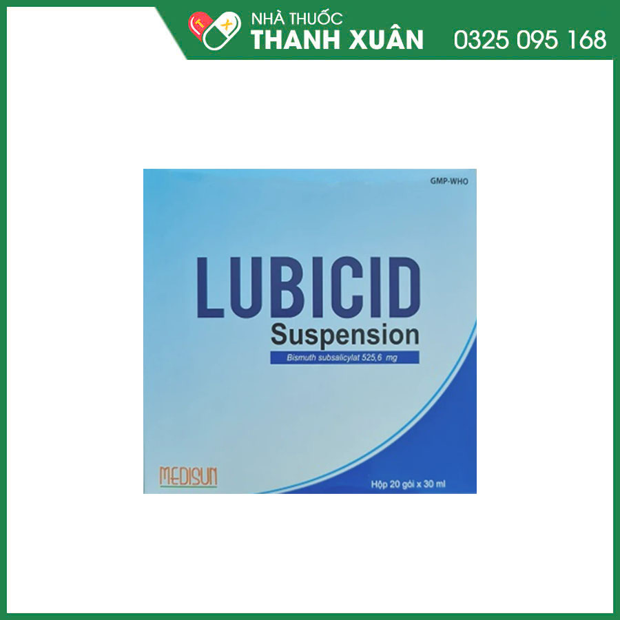Lubicid supension điều trị triệu chứng khó tiêu, đầy hơi, buồn nôn, đau bụng và tiêu chảy